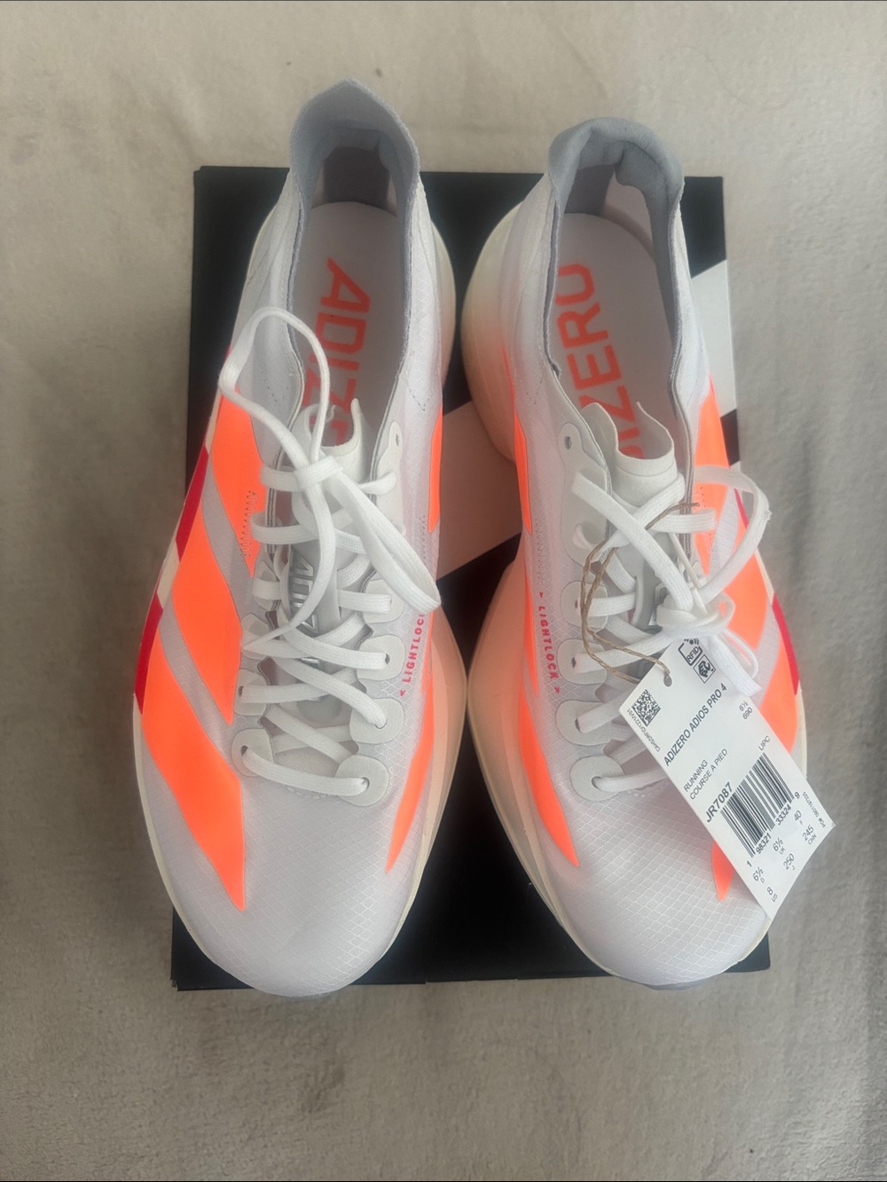 adidas Women’s Adizero Adios Pro 4 - Size 8, Cloud White / Beam Orange / Lucid